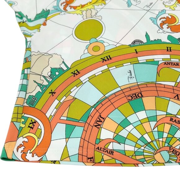 EMILIO PUCCI Logo Poncho Top #38 Button Multicolor Rayon Short Sleeve [105815] - Picture 9 of 10